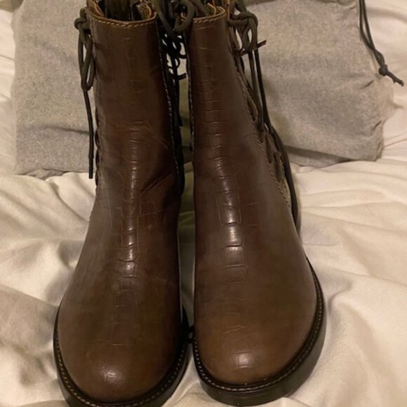 HAIDER ACKERMANN Elbamatt Boots 38.5/ 8.5 Crocodile Ostrich Embossed Dust Bag